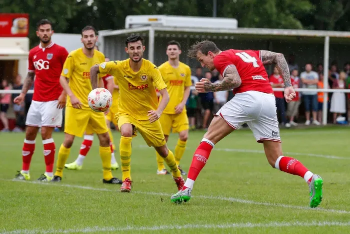 Framed Print : Bristol City's Aden Flint Heads a Shot in Preseason Community Match, 2015 Framed Print : Bristol City's Aden Flint Heads a Shot in Preseason Community Match, 2015