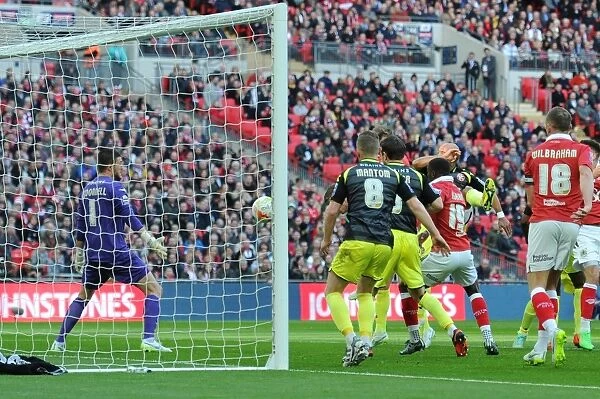 Bristol City's Aden Flint Scores the Opening Goal in Johnstone's Paint Trophy Final Victory over Walsall at Wembley Stadium (2015)