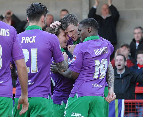 Bristol City's Aden Flint Scores the Winning Goal: Victory Celebration vs. Crawley Town, March 7, 2015