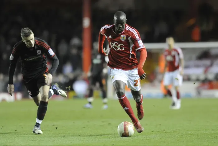 Framed Print : Bristol City's Albert Adomah Advances Ball vs. Middlesbrough - Neil Phillips / Pinnacle Image, 03 / 12 / 2011