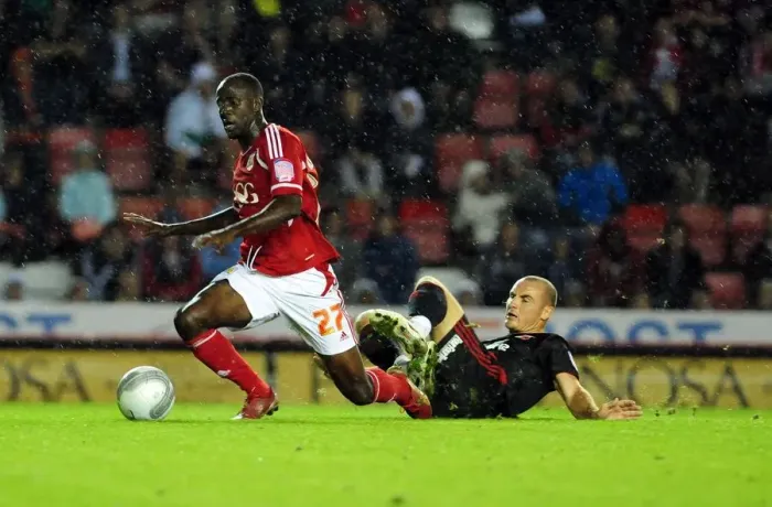 Framed Print : Bristol City's Albert Adomah Foul by Swindon Town's Alan McCormack - League Cup Clash (August 2011)