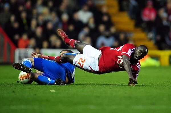 Bristol City's Albert Adomah Fouls by Doncaster's Brian Stock - Championship Match, 21st January 2012