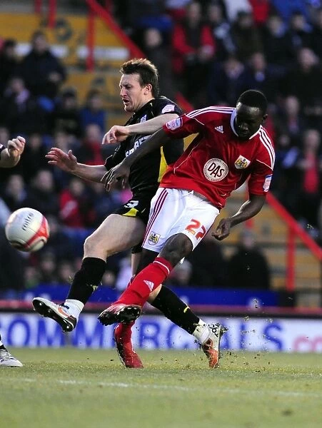 Bristol City's Albert Adomah Narrowly Misses Goal Against Cardiff City - Championship Match, January 1, 2011