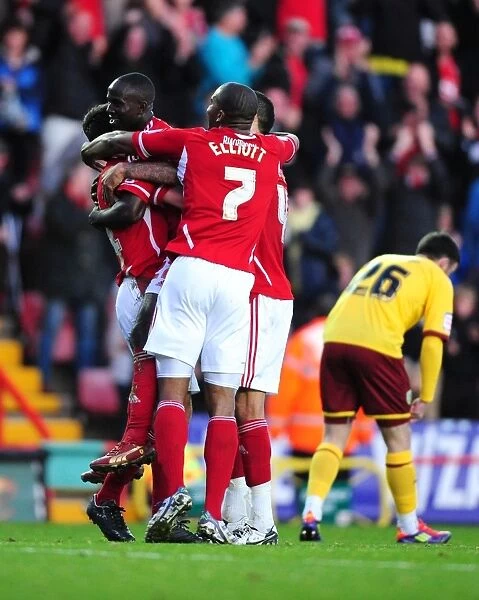 Bristol City's Albert Adomah: Rejoicing in a Championship Goal Against Burnley (5th November 2011)