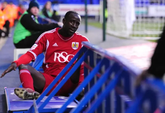 Framed Print : Bristol City's Albert Adomah Takes Dramatic Tumble at Reading's Madejski Stadium, Championship 2012 Framed Print : Bristol City's Albert Adomah Takes Dramatic Tumble at Reading's Madejski Stadium, Championship 2012