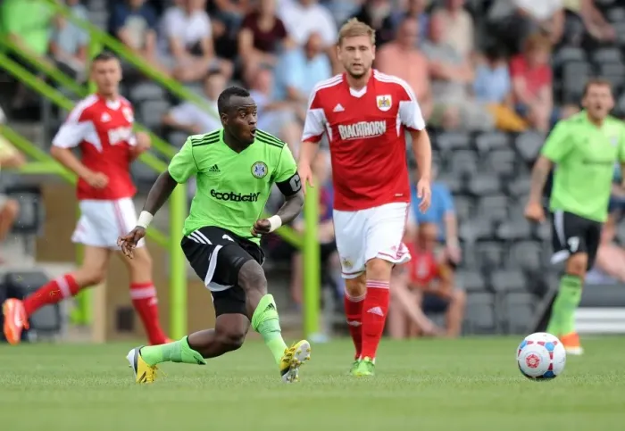 Framed Print : Bristol City's Alhassan Bangura Faces Off Against Forest Green Rovers in Intense Football Clash, 2013 Framed Print : Bristol City's Alhassan Bangura Faces Off Against Forest Green Rovers in Intense Football Clash, 2013