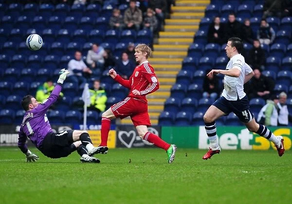 Bristol Citys Andy Keogh scores the first goal of the game - - 05 / 02 / 2011 - SPORT - FOOTBALL - Championship - Leeds