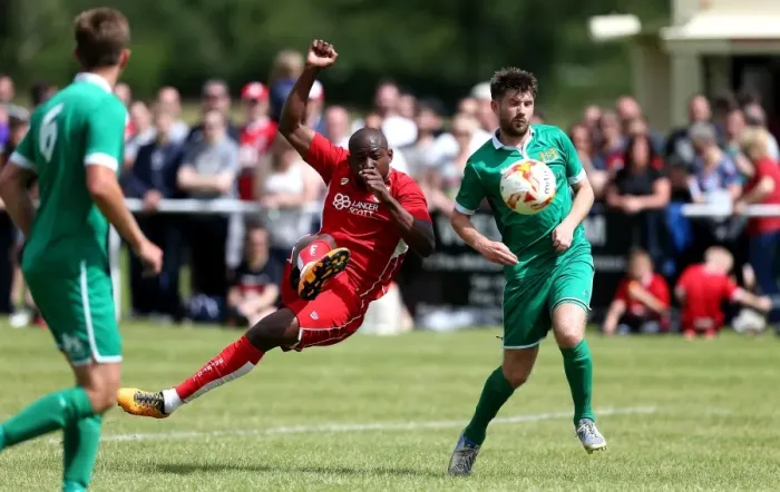 Framed Print : Bristol City's Arnold Garita Takes Aim: Hengrove Athletic vs. Bristol City Pre-season Friendly