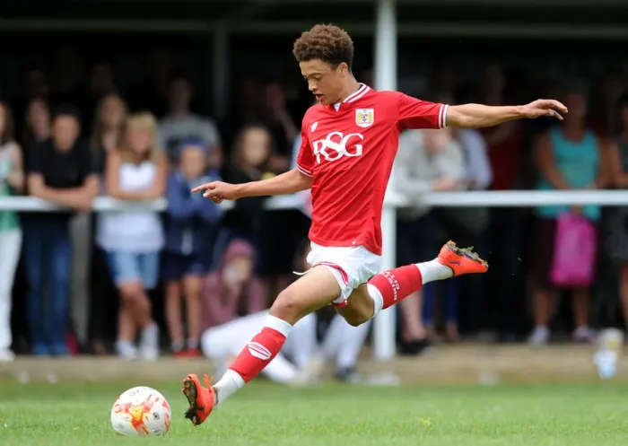 Framed Print : Bristol City's Ash Harper Scores a Stunner: 5-0 Lead at Pre-Season Friendly