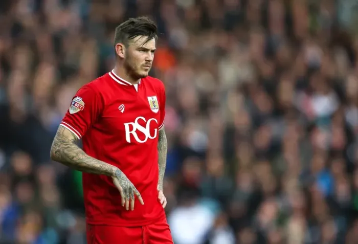 Framed Print : Bristol City's Ben Gladwin at Elland Road during Leeds United vs. Bristol City Championship Match, January 2016