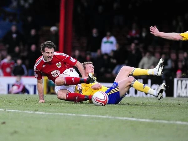Bristol City's Brett Pitman Fouled by Derby County's Paul Green - Championship Clash, November 2010