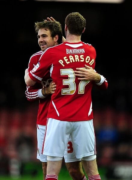 Bristol City's Brett Pitman and Stephen Pearson Celebrate Goal Against Burnley - Championship Match, 05 / 11 / 2011
