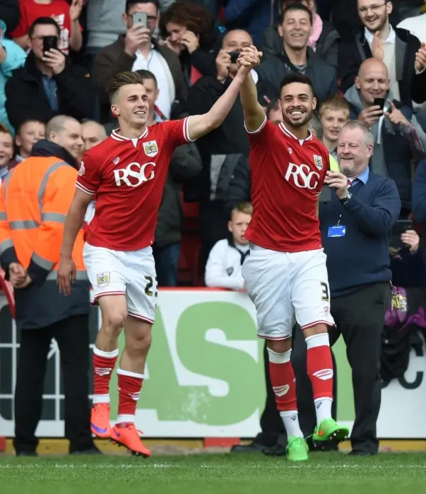 Framed Print : Bristol City's Bryan and Williams in Action Against Walsall, Sky Bet League One, May 2015