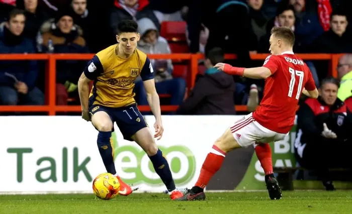 Framed Print : Bristol City's Callum O'Dowda Clashes with Nottingham Forest's Ben Osborn in Championship Showdown Framed Print : Bristol City's Callum O'Dowda Clashes with Nottingham Forest's Ben Osborn in Championship Showdown