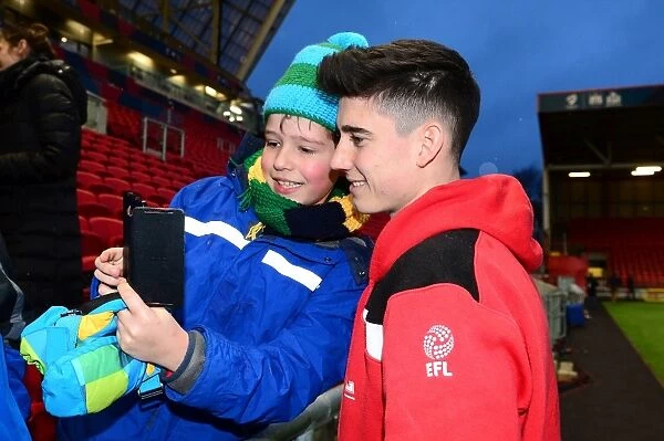 Bristol City's Callum O'Dowda Mingles with Fans after Match against Huddersfield Town