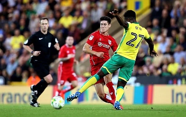 Bristol City's Callum O'Dowda Outpaces Norwich City's Alexander Tettey during Sky Bet Championship Clash