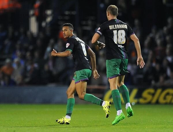 Bristol City's Callum Robinson Celebrates Goal Against Luton Town in Capital One Cup