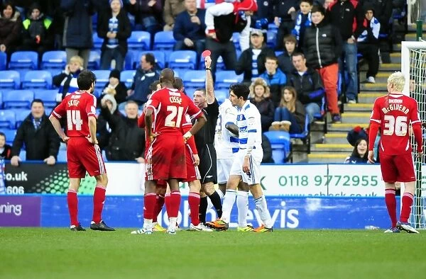 Bristol City's Captain Louis Carey Red-Carded in Championship Match against Reading (28 / 01 / 2012)