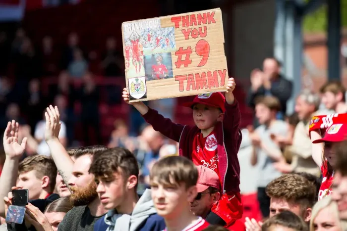 Framed Print : Bristol City's Championship Title Win: Fans Celebrate with Tammy Abraham Framed Print : Bristol City's Championship Title Win: Fans Celebrate with Tammy Abraham