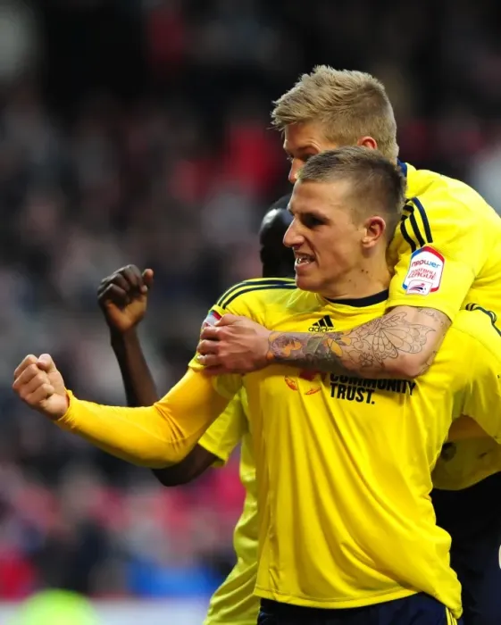 Framed Print : Bristol City's Chris Wood in Ecstatic Goal Celebration After Scoring Against Nottingham Forest, April 2012 Framed Print : Bristol City's Chris Wood in Ecstatic Goal Celebration After Scoring Against Nottingham Forest, April 2012