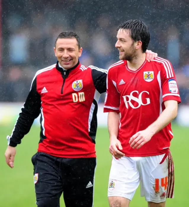 Framed Print : Bristol City's Cole Skuse Delights Derek McInnes: A Victory Moment at Ashton Gate (Bristol City vs Coventry City, 2012)