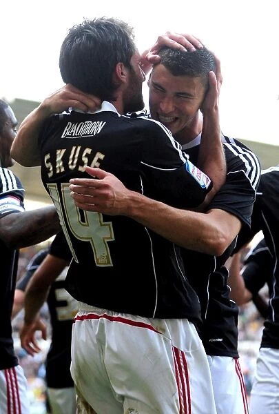 Bristol City's Cole Skuse and James Wilson Celebrate Second Goal vs. Derby County - Championship Match, April 30, 2011