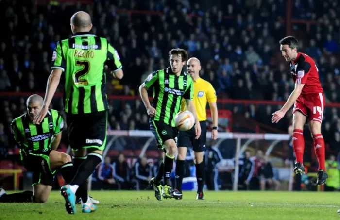 Framed Print : Bristol City's Cole Skuse Shoots Against Brighton and Hove Albion - Npower Championship Clash at Ashton Gate Framed Print : Bristol City's Cole Skuse Shoots Against Brighton and Hove Albion - Npower Championship Clash at Ashton Gate