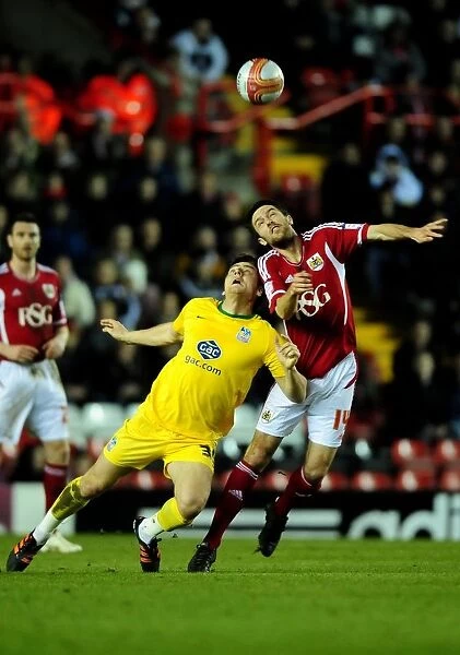 Bristol City's Cole Skuse vs. Chris Martin: Aerial Battle in the Championship Clash between Bristol City and Crystal Palace - 14 / 02 / 2012