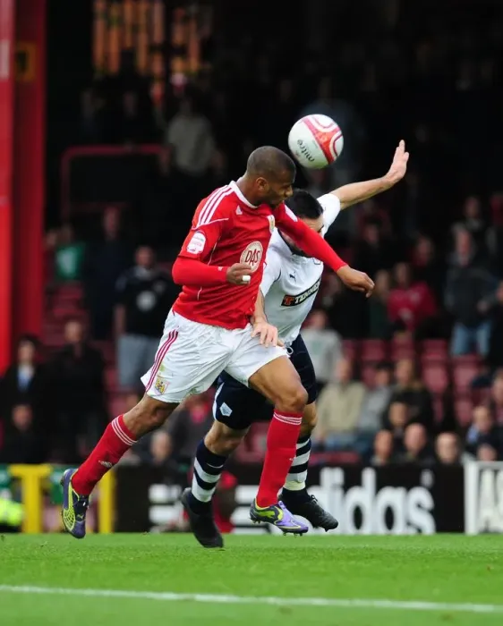 Framed Print : Bristol City's Danny Haynes Narrowly Misses Header Goal Against Preston North End - Championship Match, November 2010