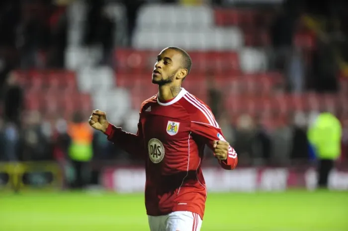 Framed Print : Bristol City's Danny Haynes Rejoices in Npower Championship Victory over Reading at Ashton Gate, October 19, 2010
