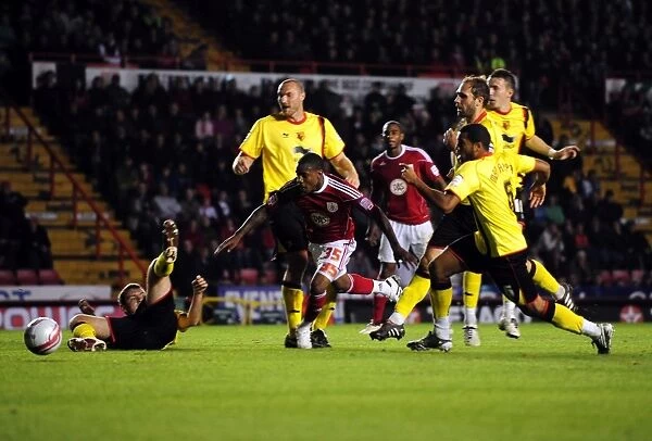 Bristol City's Danny Rose Claims for Penalty Against Watford in Championship Match, 2010