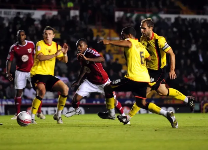 Framed Print : Bristol City's Danny Rose Contests for Penalty against Watford, Championship 2010 Framed Print : Bristol City's Danny Rose Contests for Penalty against Watford, Championship 2010