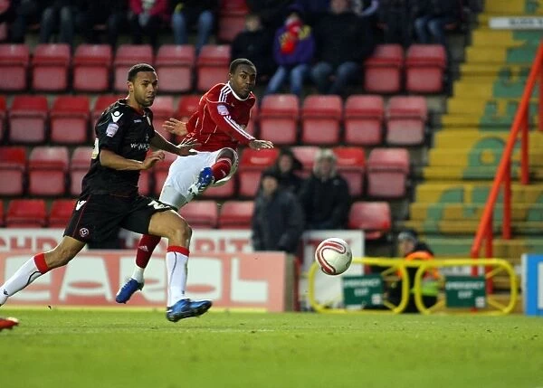 Bristol City's Danny Rose Fires a Shot Against Sheffield United in Championship Match, 2010
