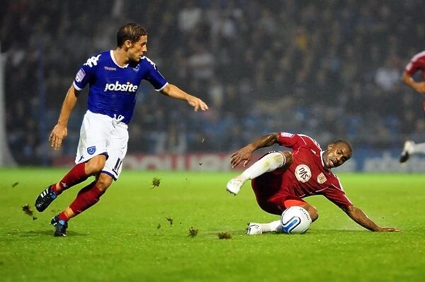 Bristol City's Danny Rose Foul by Michael Brown in Portsmouth vs. Bristol City Championship Match, September 2010