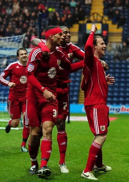 Bristol City's David Clarkson: Celebrating the Championship-Winning Goal Against Preston North End (05 / 02 / 2011)