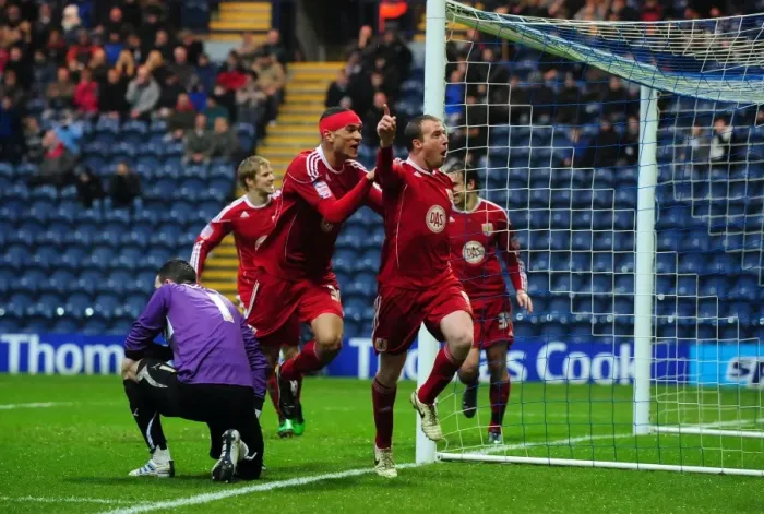 Framed Print : Bristol City's David Clarkson Scores Championship Goal Against Preston North End (05 / 02 / 2011)