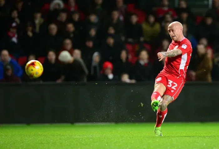 Framed Print : Bristol City's David Cotterill Fires A Shot Against Fulham - Sky Bet Championship, 2017