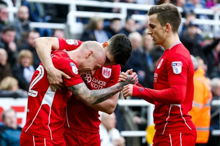 Framed Print : Bristol City's David Cotterill Scores the Second Goal Against Newcastle United in EFL Championship Match