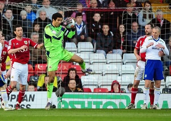 Bristol City's David James Makes a Save: Bristol City vs. Cardiff City, Ashton Gate Stadium, 10-03-2012