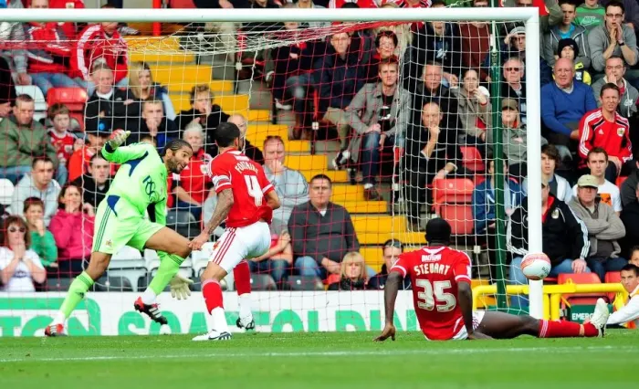 Framed Print : Bristol City's David James: Spectacular Save Against Birmingham City in Championship Match (23 / 10 / 2011) Framed Print : Bristol City's David James: Spectacular Save Against Birmingham City in Championship Match (23 / 10 / 2011)