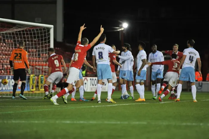 Framed Print : Bristol City's Derrick Williams Celebrates Goal Against Coventry City, Johnstones Paint Trophy 2014
