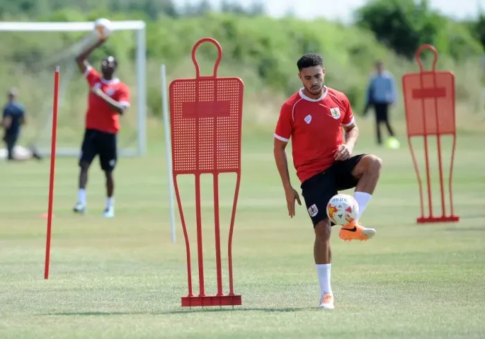 Framed Print : Bristol City's Derrick Williams in Focus: Training Intensity (July 2, 2014)