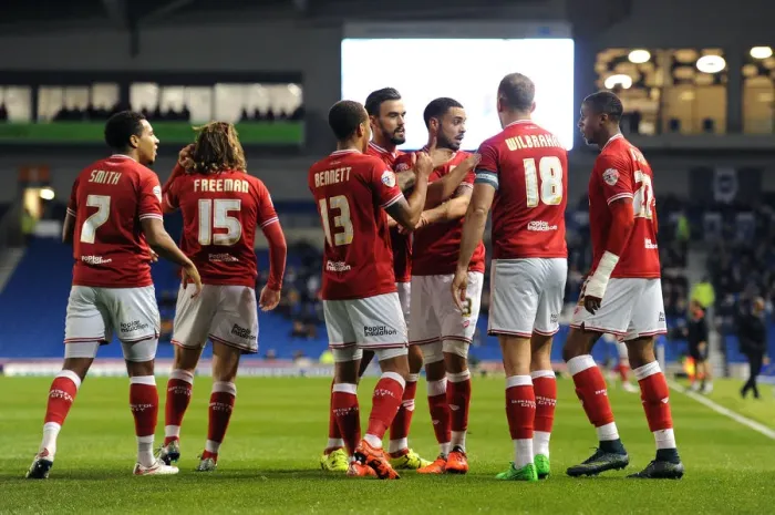 Framed Print : Bristol City's Derrick Williams Scores and Celebrates Against Brighton in Sky Bet Championship Match Framed Print : Bristol City's Derrick Williams Scores and Celebrates Against Brighton in Sky Bet Championship Match