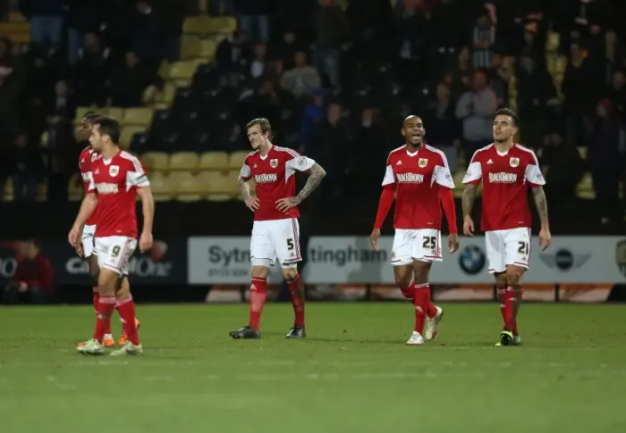 Framed Print : Bristol City's Disappointment: Late Goal Costs Them at Notts County (December 2013) Framed Print : Bristol City's Disappointment: Late Goal Costs Them at Notts County (December 2013)