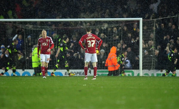 Bristol City's Disappointment: Leeds United Celebrates Third Goal (02.04.2011, Championship)