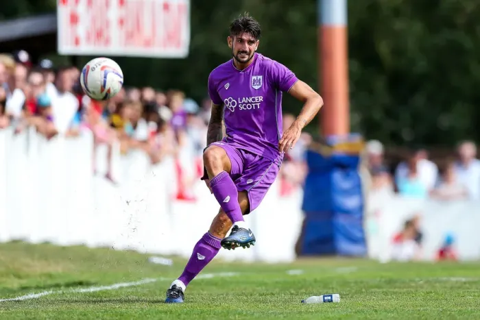 Framed Print : Bristol City's Eros Pisano in Action during Pre-season Friendly
