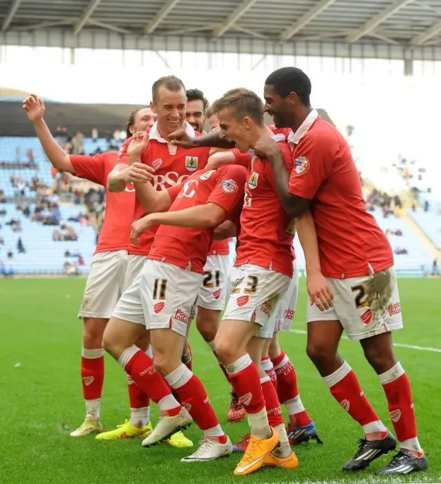 Framed Print : Bristol City's Euphoria: Scott Wagstaff Scores the Winning Goal Against Coventry City Framed Print : Bristol City's Euphoria: Scott Wagstaff Scores the Winning Goal Against Coventry City