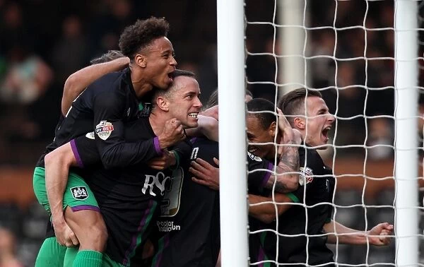 Bristol City's Euphoric Celebration of Lee Tomlins Game-Winning Goal vs. Fulham (12-03-2016)