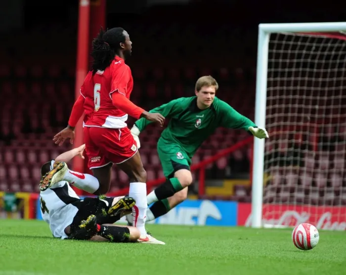 Framed Print : Bristol City's Evander Sno Fouled in Clash Against Bournemouth Reserves Framed Print : Bristol City's Evander Sno Fouled in Clash Against Bournemouth Reserves