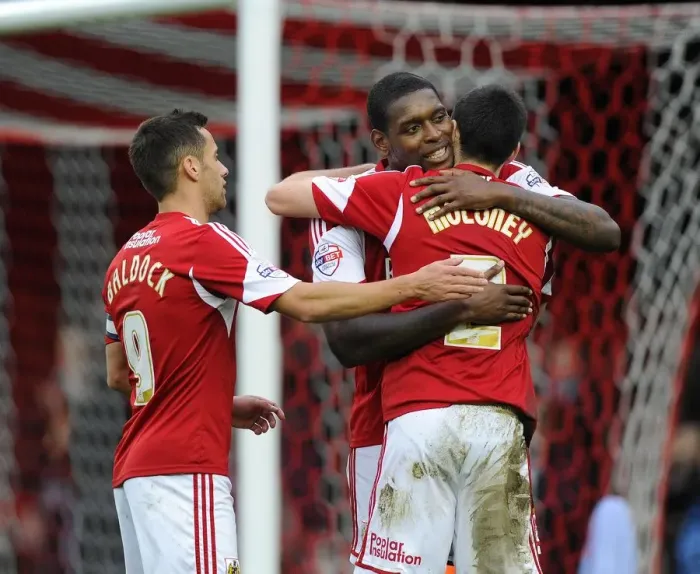 Framed Print : Bristol City's FA Cup Triumph: Emmanuel-Thomas, Moloney, and Baldock in Celebration Framed Print : Bristol City's FA Cup Triumph: Emmanuel-Thomas, Moloney, and Baldock in Celebration